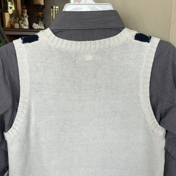 Brand New Nautica 2-Piece Argyle Sweater Vest & Gray Collared Button Down Shirt - Picture 10 of 13